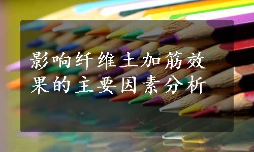 影响纤维土加筋效果的主要因素分析