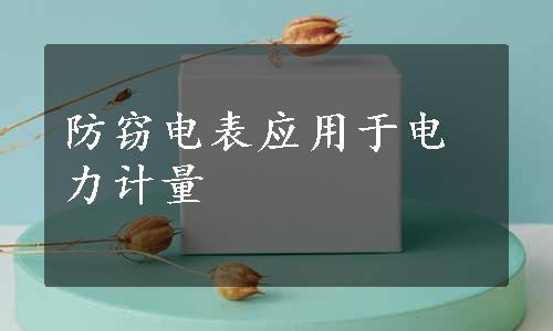 防窃电表应用于电力计量