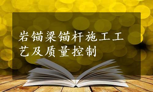 岩锚梁锚杆施工工艺及质量控制