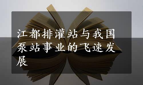 江都排灌站与我国泵站事业的飞速发展