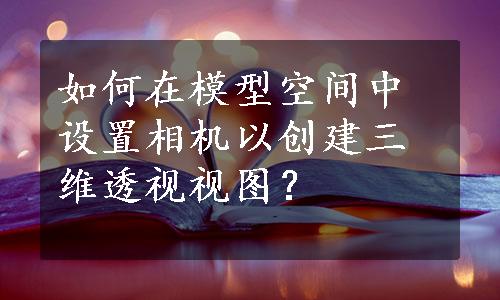 如何在模型空间中设置相机以创建三维透视视图？