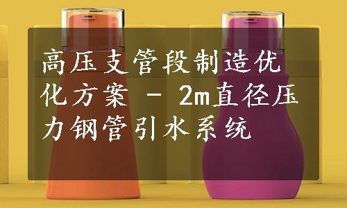 高压支管段制造优化方案 - 2m直径压力钢管引水系统