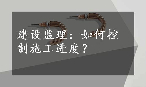 建设监理：如何控制施工进度？