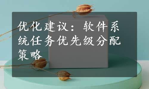 优化建议：软件系统任务优先级分配策略