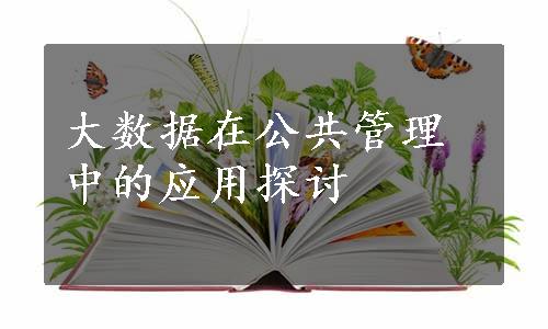 大数据在公共管理中的应用探讨