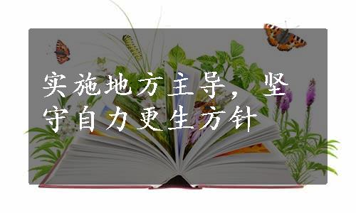 实施地方主导，坚守自力更生方针