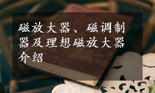 磁放大器、磁调制器及理想磁放大器介绍