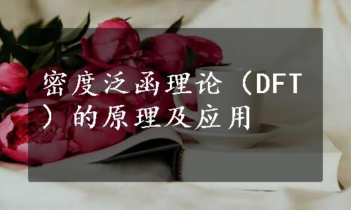 密度泛函理论（DFT）的原理及应用