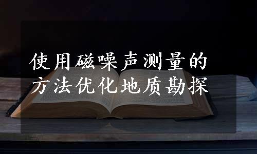 使用磁噪声测量的方法优化地质勘探