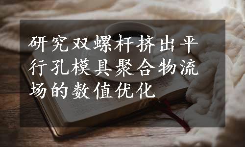 研究双螺杆挤出平行孔模具聚合物流场的数值优化