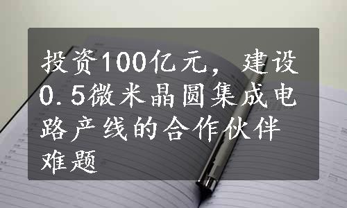 投资100亿元，建设0.5微米晶圆集成电路产线的合作伙伴难题