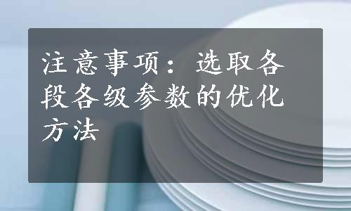 注意事项：选取各段各级参数的优化方法