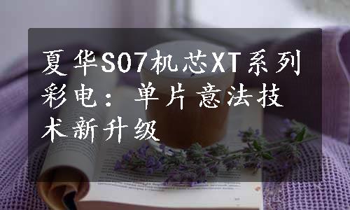 夏华S07机芯XT系列彩电：单片意法技术新升级