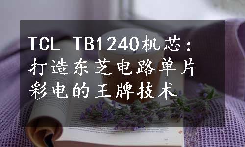 TCL TB1240机芯：打造东芝电路单片彩电的王牌技术