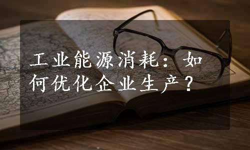 工业能源消耗：如何优化企业生产？