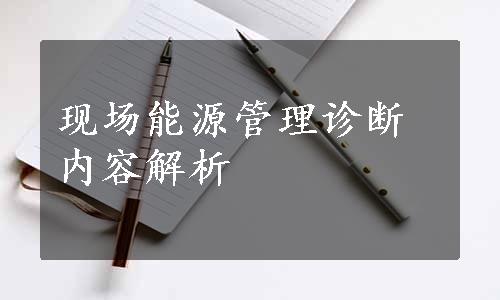 现场能源管理诊断内容解析