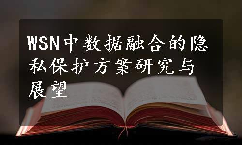 WSN中数据融合的隐私保护方案研究与展望