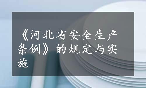 《河北省安全生产条例》的规定与实施