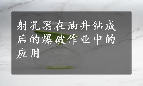 射孔器在油井钻成后的爆破作业中的应用