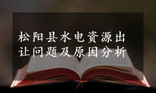 松阳县水电资源出让问题及原因分析