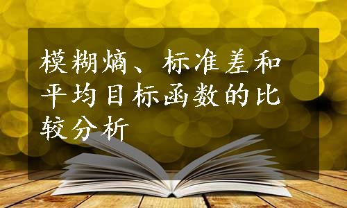 模糊熵、标准差和平均目标函数的比较分析