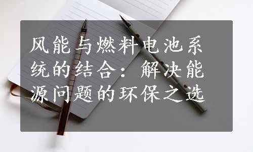 风能与燃料电池系统的结合：解决能源问题的环保之选