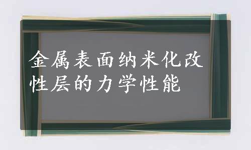 金属表面纳米化改性层的力学性能