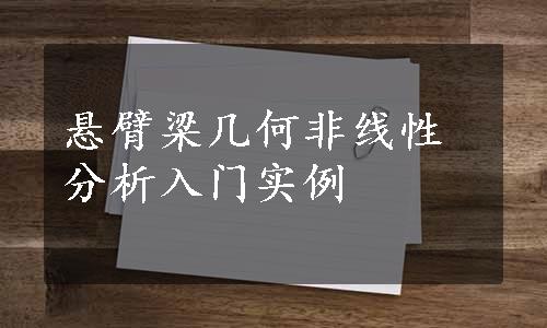 悬臂梁几何非线性分析入门实例