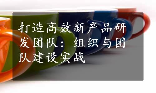 打造高效新产品研发团队：组织与团队建设实战