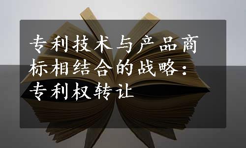 专利技术与产品商标相结合的战略：专利权转让