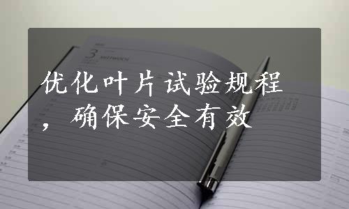 优化叶片试验规程，确保安全有效