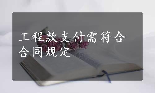 工程款支付需符合合同规定