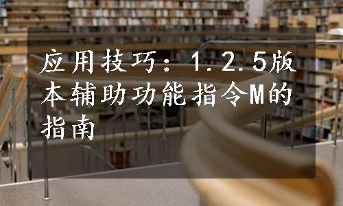 应用技巧：1.2.5版本辅助功能指令M的指南