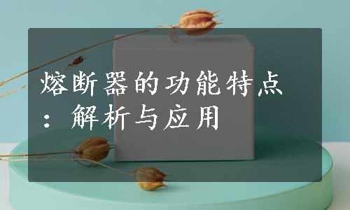 熔断器的功能特点：解析与应用