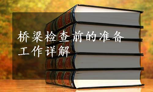 桥梁检查前的准备工作详解