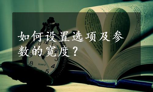 如何设置选项及参数的宽度？