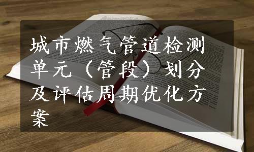 城市燃气管道检测单元（管段）划分及评估周期优化方案