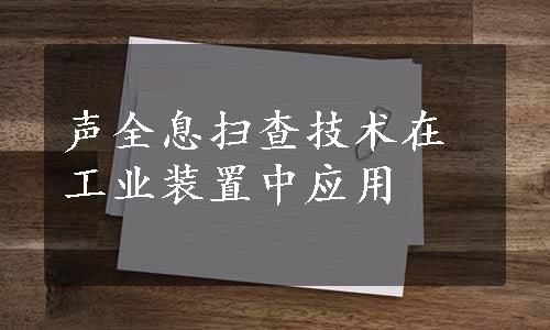 声全息扫查技术在工业装置中应用