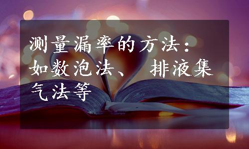 测量漏率的方法：如数泡法、 排液集气法等