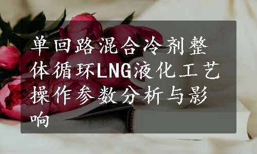 单回路混合冷剂整体循环LNG液化工艺操作参数分析与影响