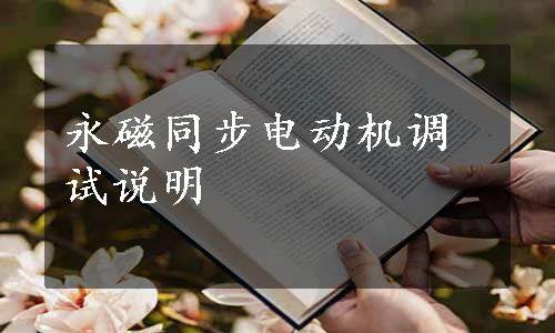 永磁同步电动机调试说明