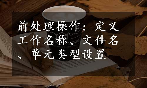前处理操作：定义工作名称、文件名、单元类型设置
