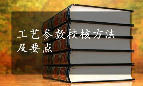 工艺参数校核方法及要点