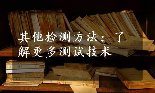 其他检测方法：了解更多测试技术