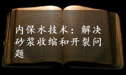 内保水技术：解决砂浆收缩和开裂问题