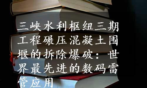 三峡水利枢纽三期工程碾压混凝土围堰的拆除爆破：世界最先进的数码雷管应用