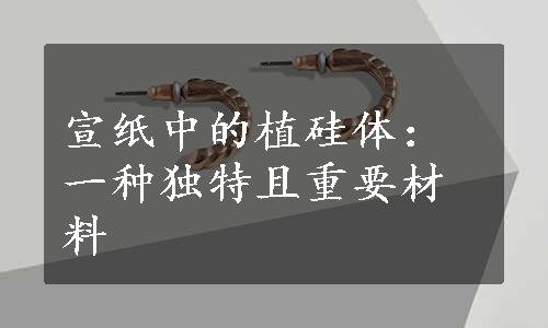 宣纸中的植硅体：一种独特且重要材料