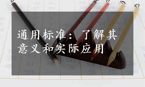 通用标准：了解其意义和实际应用