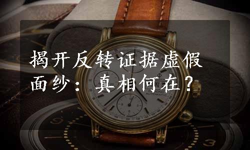 揭开反转证据虚假面纱：真相何在？