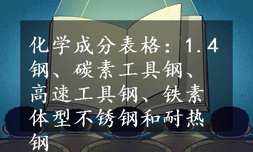 化学成分表格：1.4钢、碳素工具钢、高速工具钢、铁素体型不锈钢和耐热钢